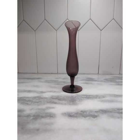 Amethyst Purple Glass Vase, Pedestal Base, 7.75", Vintage Bud Vase, Home Decor - Picture 3 of 10